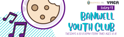 youth club banner photo with cartoon cookie