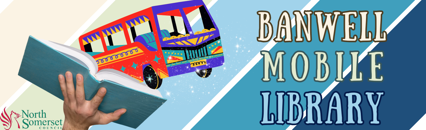 Banwell Mobile Library. Logo for North Somerset Council.